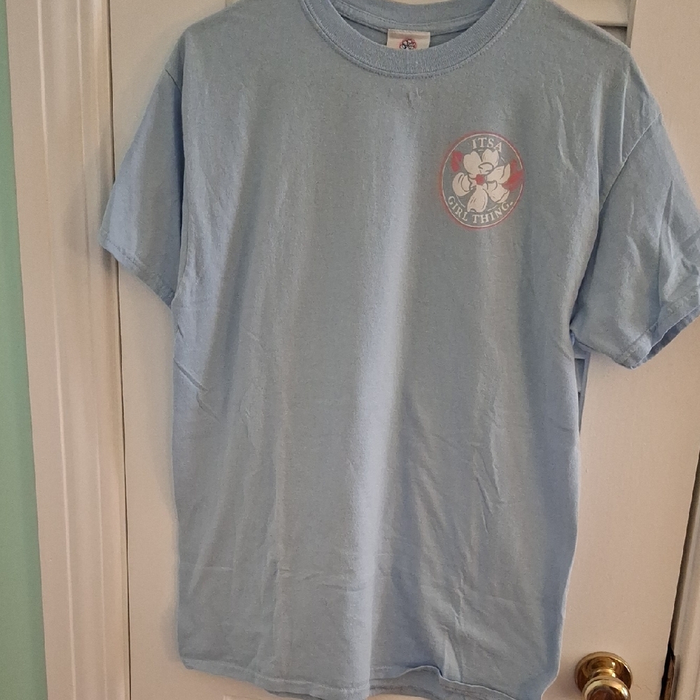 A Girl Thing Nurses Call Thr Shots Graphic Light Blue Short Sleeve Tee
